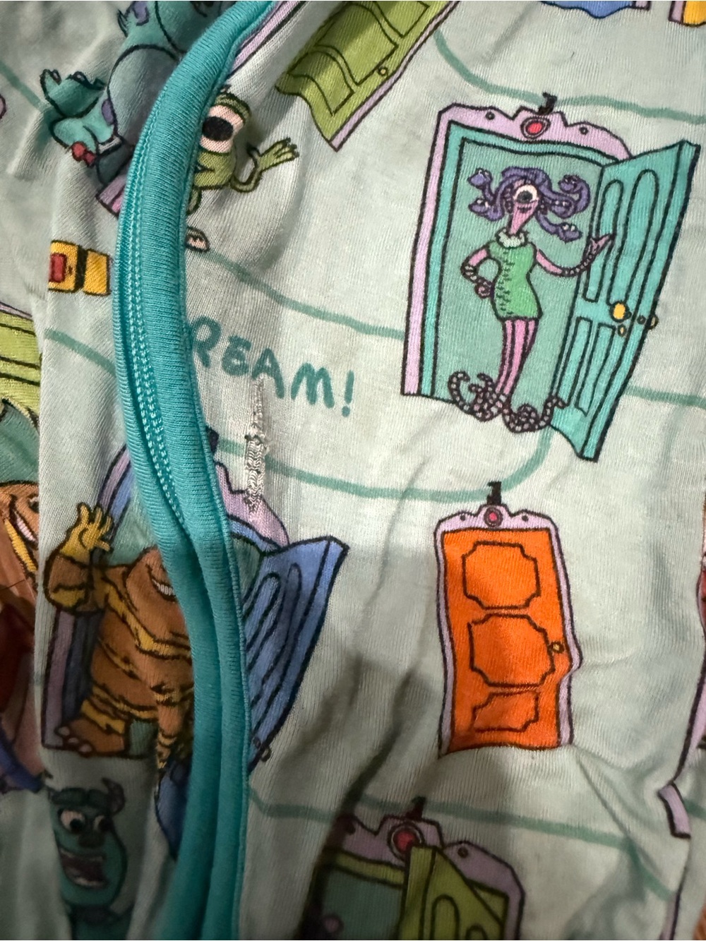 Little Sleepies Teal Disney Monsters Inc Door-Print Zippy Size 3T - Picture 4 of 4
